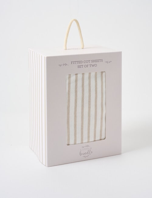 Little Bundle Cot Fitted Sheets, 2-Pack, Sandy Stripe product photo View 03 L