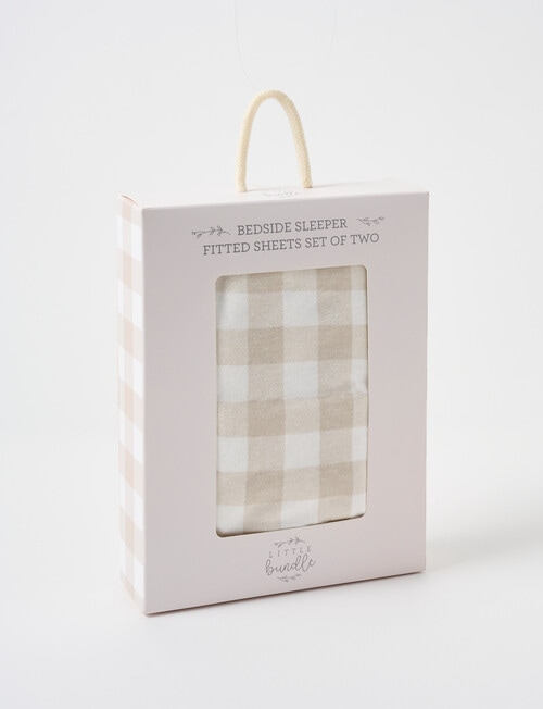 Little Bundle Bedside Sleeper Fitted Sheets, 2-Pack, Sandy Gingham product photo View 03 L