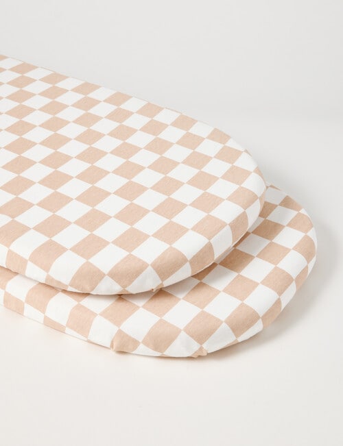 Little Bundle Bedside Sleeper Fitted Sheets, 2-Pack, Natural Check product photo