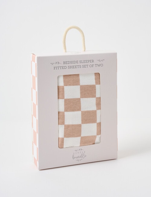 Little Bundle Bedside Sleeper Fitted Sheets, 2-Pack, Natural Check product photo View 03 L