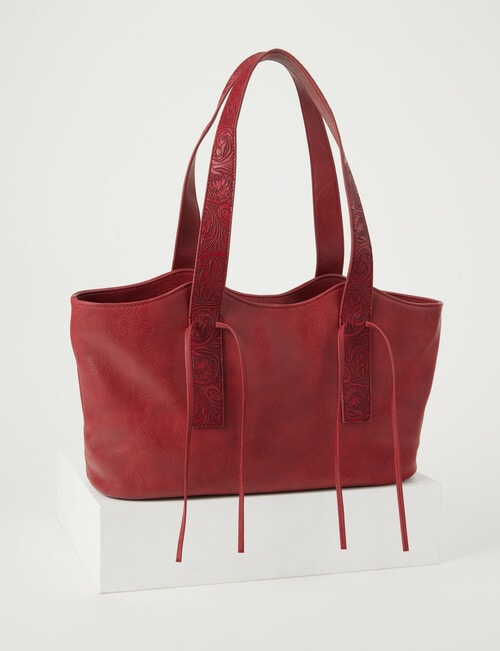 Whistle Accessories Embossed Strap Shopper Bag, Oxblood product photo View 02 L