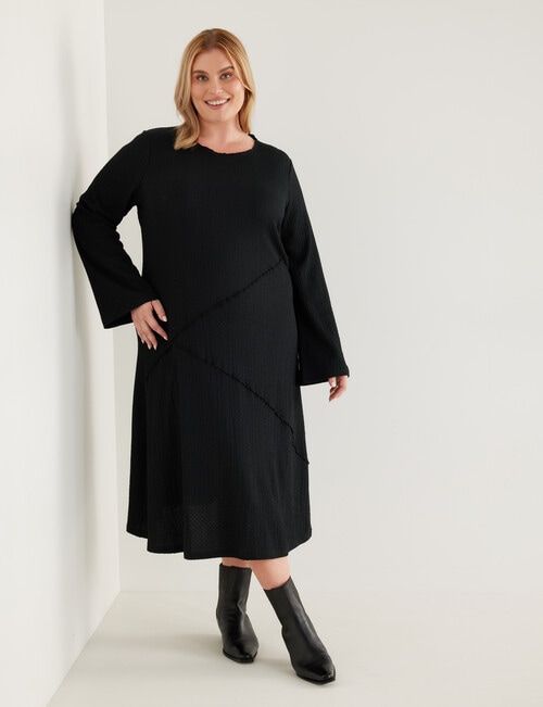 Studio Curve Textured Panelled Dress, Black product photo