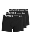 Jack & Jones Cotton Sense Trunk, 3-Pack, Black with Black Waistbands product photo