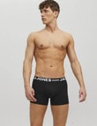 Jack & Jones Cotton Sense Trunk, 3-Pack, Black with Black Waistbands product photo View 04 S