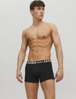 Jack & Jones Cotton Sense Trunk, 3-Pack, Black with Black Waistbands product photo View 05 S