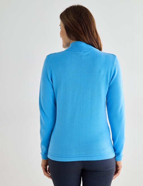 Ella J Textured Zip Up Cardigan, Blue product photo View 02 L