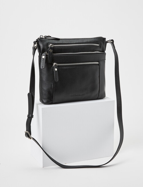 Boston + Bailey Leather Triple Zip Crossbody Bag, Black product photo