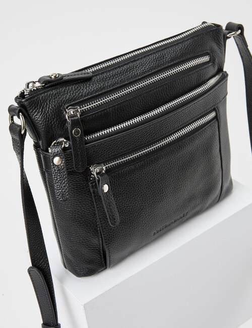 Boston + Bailey Leather Triple Zip Crossbody Bag, Black product photo View 03 L