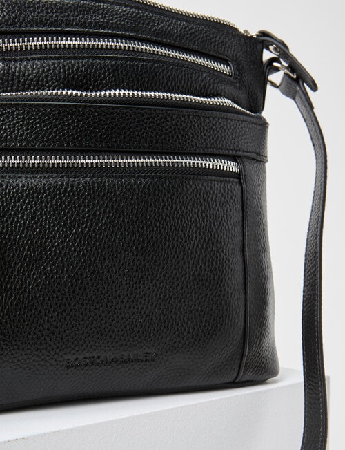 Boston + Bailey Leather Triple Zip Crossbody Bag, Black product photo View 04 L