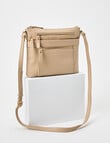 Boston + Bailey Leather Triple Zip Crossbody Bag, Taupe product photo