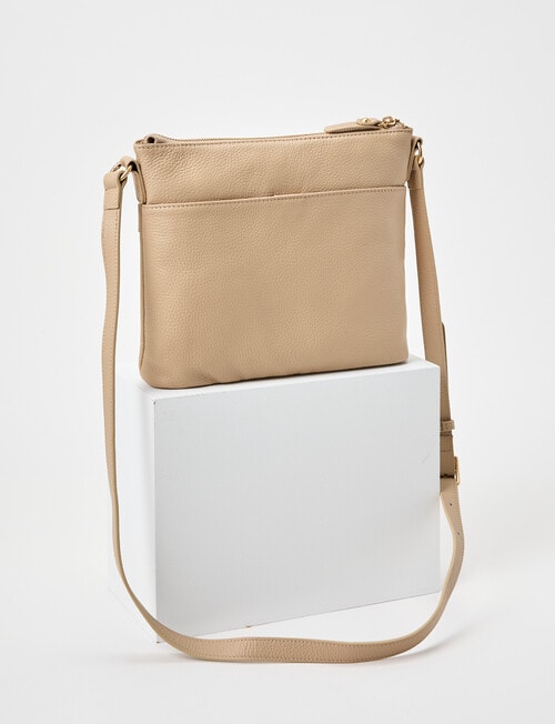 Boston + Bailey Leather Triple Zip Crossbody Bag, Taupe product photo View 02 L