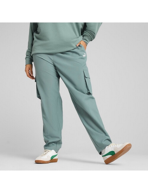 Puma Essential No. 1 Logo Woven Cargo Pants, Green Moon product photo View 04 L