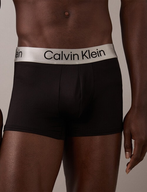 Calvin Klein Brushed Micro Trunk, 3-Pack, Black & Black Logo Waistbands product photo View 03 L