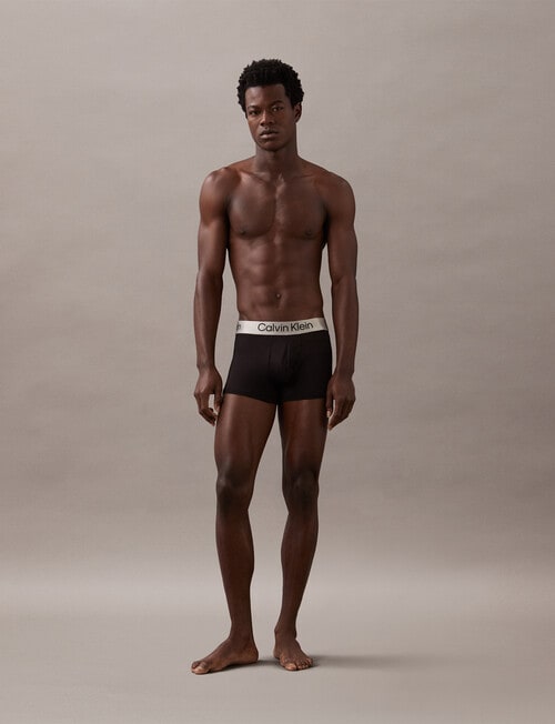 Calvin Klein Brushed Micro Trunk, 3-Pack, Black & Black Logo Waistbands product photo View 04 L