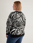 Studio Curve Fluffy Animal Sweater, Black & White product photo View 02 S