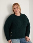 Studio Curve Fluffy Side Split Sweater, Forest product photo
