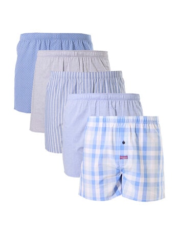 Mitch Dowd Check Cotton Boxer Short, 5-Pack, Blue product photo