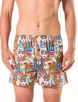 Mitch Dowd Dawgs & Kittens Cotton Boxer Shorts, Brown product photo