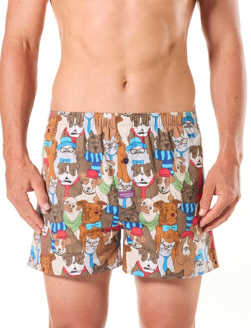 Mitch Dowd Dawgs & Kittens Cotton Boxer Shorts, Brown product photo