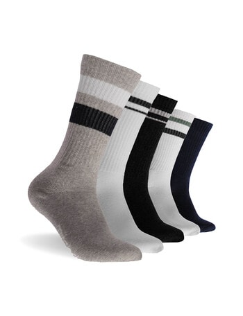 Mitch Dowd Men's Sport Crew Socks, 5-Pack, White, Assorted product photo