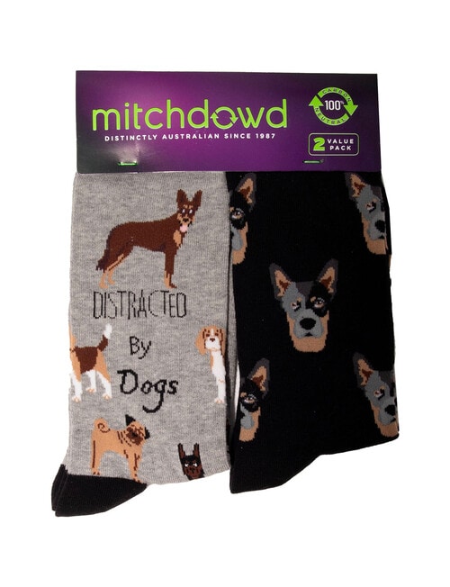 Mitch Dowd Men's Dogs Bamboo Crew Socks, 2-Pack, Black product photo View 04 L