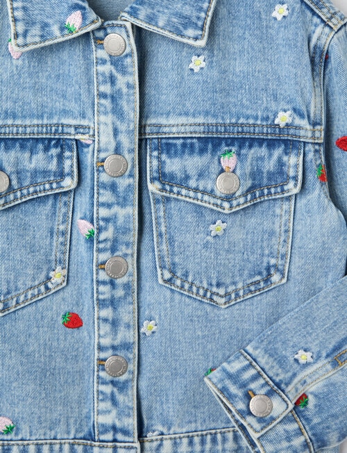 Mac & Ellie Embroidered Berry Denim Jacket, Washed Blue product photo View 02 L
