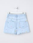 Mac & Ellie Embroidered Bows Relaxed Denim Short, Light Blue product photo View 02 S
