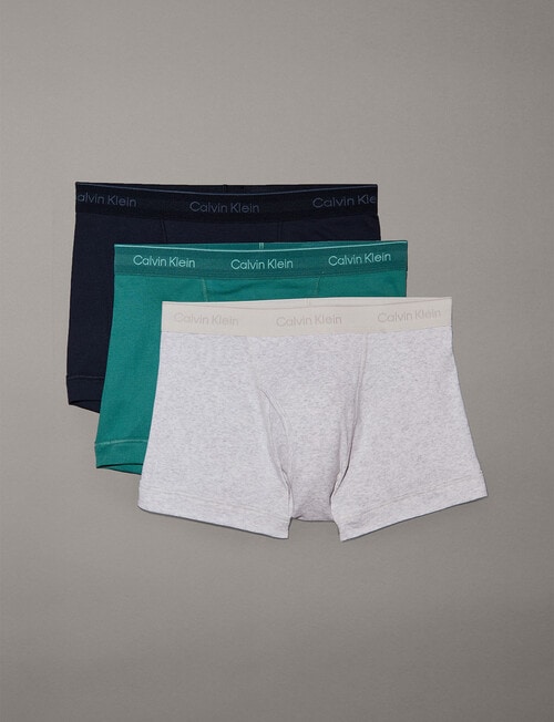 Calvin Klein Cotton Classic Trunk, 3-Pack, Black, Chalk & Saltwater Aqua product photo