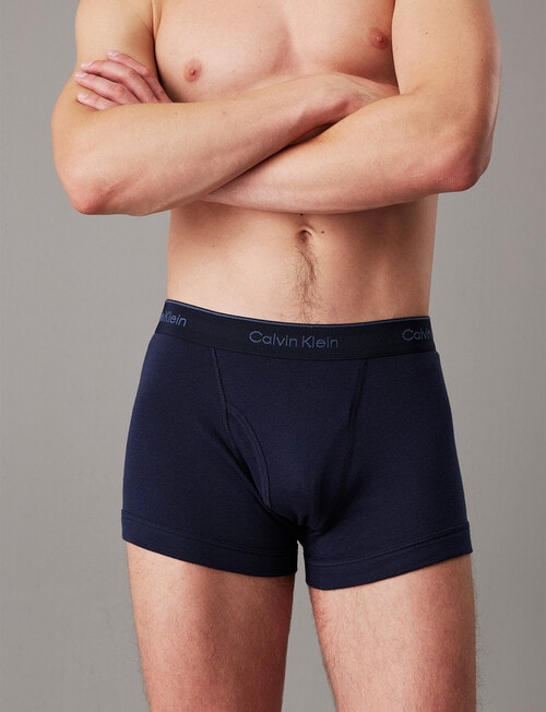 Calvin Klein Cotton Classic Trunk, 3-Pack, Black, Chalk & Saltwater Aqua product photo View 04 L