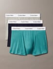 Calvin Klein Relaxed Cotton Stretch Trunk, 3-Pack, Shoreline, Grey & Teal product photo