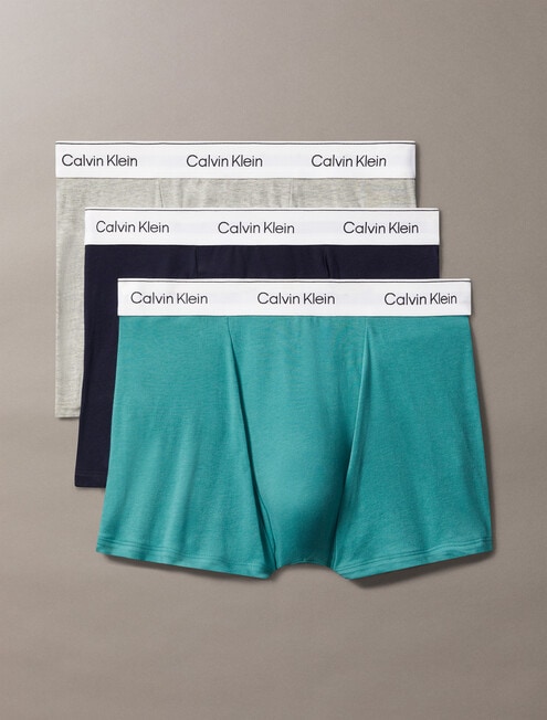 Calvin Klein Relaxed Cotton Stretch Trunk, 3-Pack, Shoreline, Grey & Teal product photo