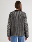Mineral Wyatt Ribbed Sweater, Black & White product photo View 02 S