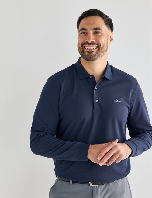 Greg Norman Long Sleeve Polo Shirt, Navy product photo
