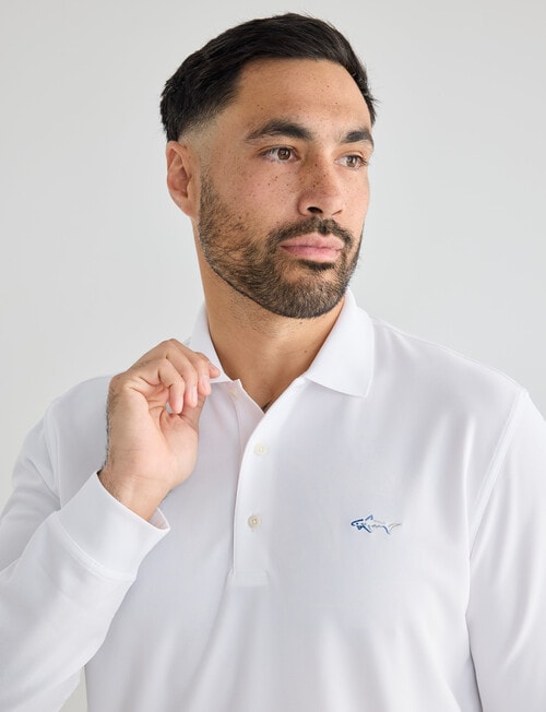 Greg Norman Long Sleeve Polo Shirt, White product photo View 04 L