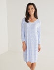 Ruby & Bloom V-Neck Lace Detail Nightie, Blue Lace Print, 10-26 product photo