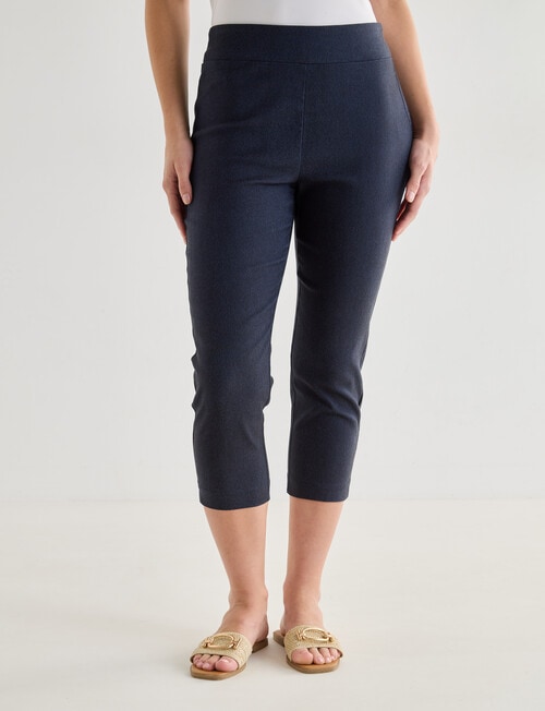 Ella J Bengaline Classic Crop Pant, Washed Navy product photo