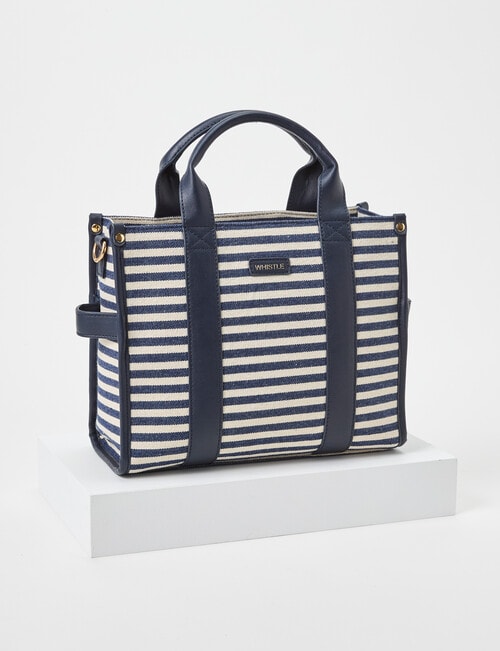 Whistle Accessories Stripe Shopper Bag, Navy & White product photo View 02 L