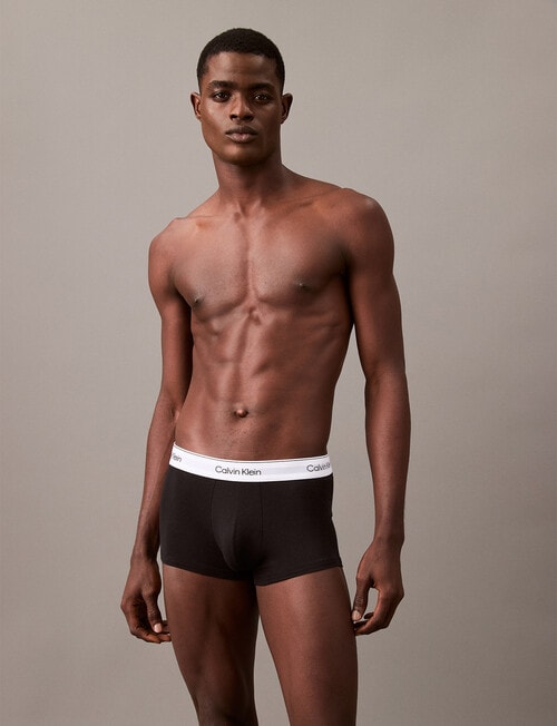 Calvin Klein Cotton Stretch Low Rise Trunk, 3-Pack, Black product photo View 02 L