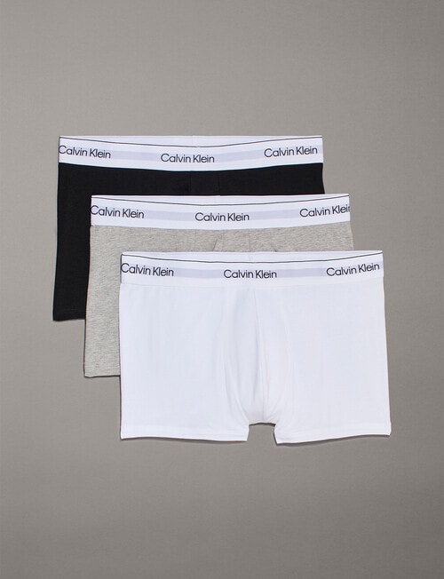 Calvin Klein Cotton Stretch Trunk, 3-Pack, Black, White & Grey Heather product photo