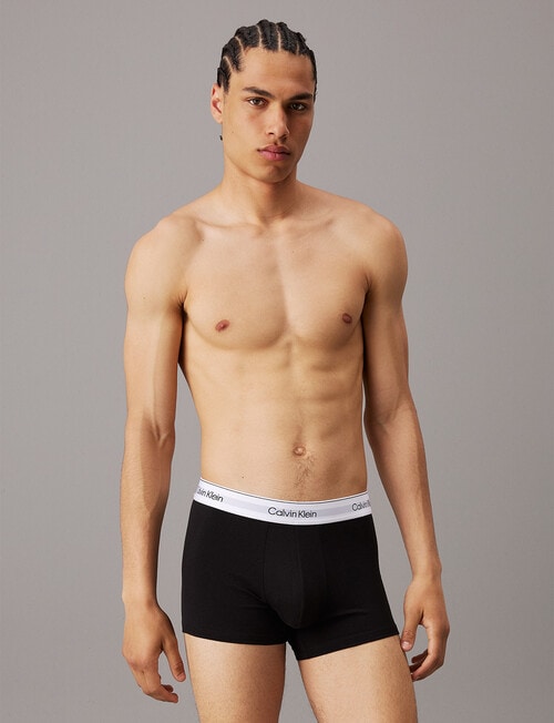 Calvin Klein Cotton Stretch Trunk, 3-Pack, Black, White & Grey Heather product photo View 02 L