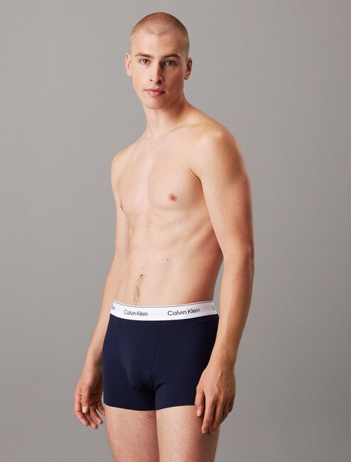 Calvin Klein Cotton Stretch Trunk, 3-Pack, Black, Glacier & Blue Bell product photo View 03 L