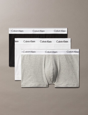 Calvin Klein Relaxed Cotton Stretch Trunk, 3-Pack, Black, White & Grey Heather product photo