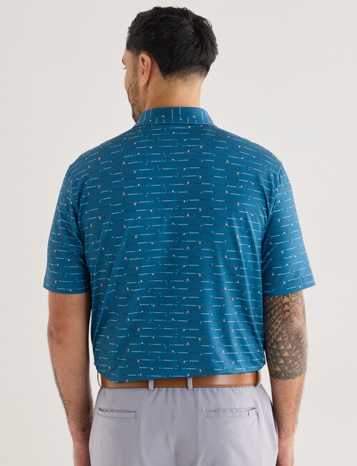 Greg Norman Gold Club Stripe, Short Sleeve Polo Shirt, Teal product photo View 02 L