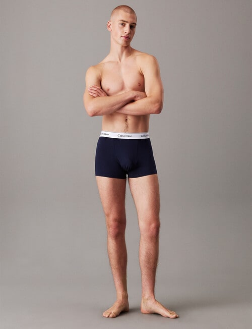 Calvin Klein Cotton Stretch Trunk, 3-Pack, Black, Glacier & Blue Bell product photo View 05 L