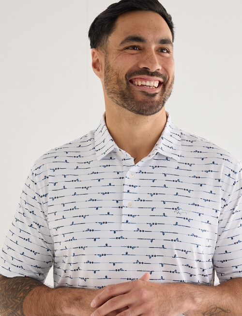 Greg Norman Gold Club Stripe Short Sleeve Polo Shirt, White product photo