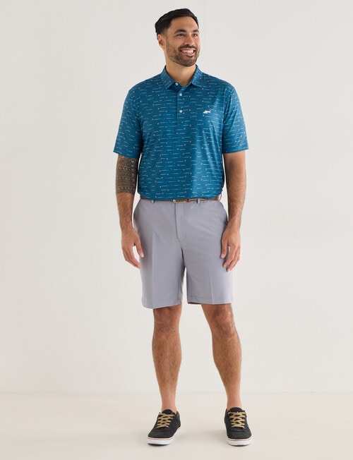 Greg Norman Gold Club Stripe, Short Sleeve Polo Shirt, Teal product photo View 03 L