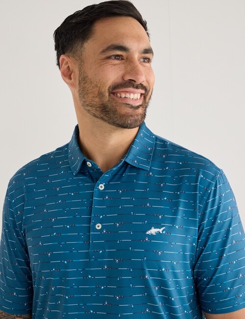 Greg Norman Gold Club Stripe, Short Sleeve Polo Shirt, Teal product photo View 05 L