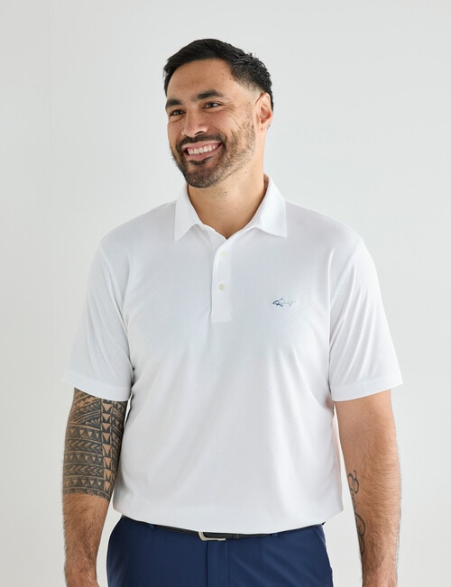 Greg Norman Bandana Short Sleeve Polo Shirt, White product photo