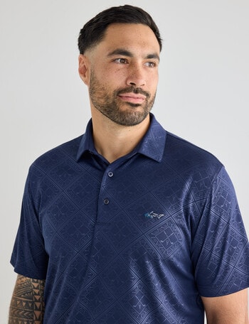 Greg Norman Bandana Short Sleeve Polo Shirt, Navy product photo