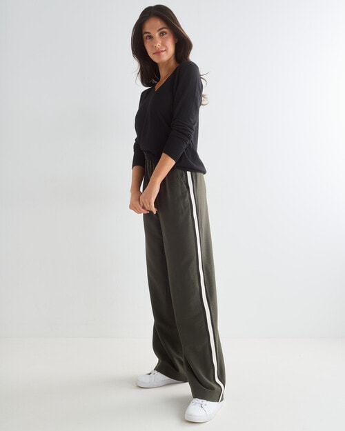 Whistle Sport Stripe Jog Pant, Regular Length, Dark Olive product photo View 03 L